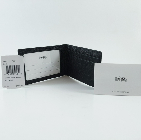 🖤 Men's Coach Billfold Black Leather Wallet - Picture 3 of 8